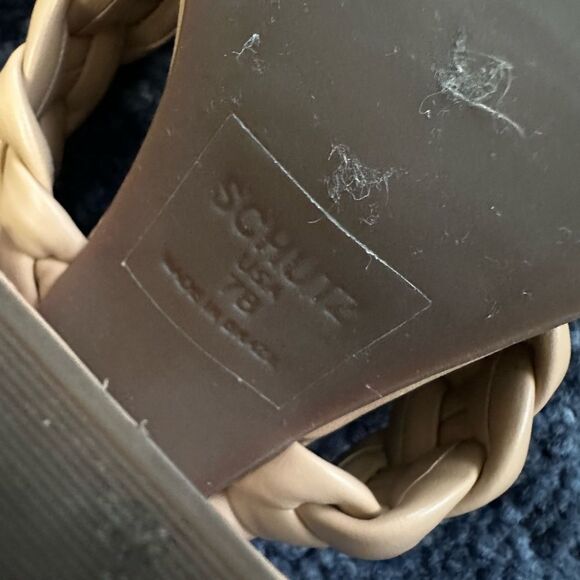 SCHUTZ 6,5 US/37 EU Elida leather block heel sandal in honey beige. - Picture 6 of 7